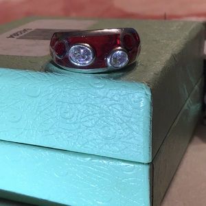 ANGELIQUE DE PARIS WHITE TOPAZ & RESIN RING 925 SS